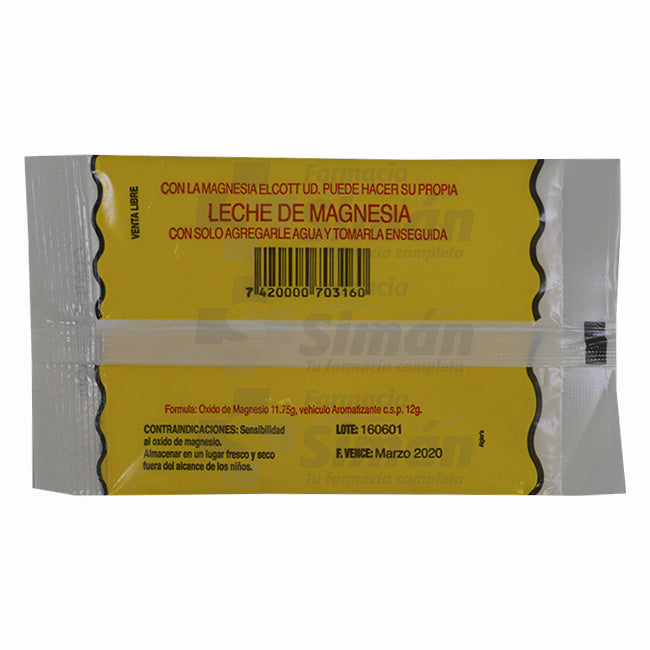 Leche De Magnesia Elcott Sobre 12g